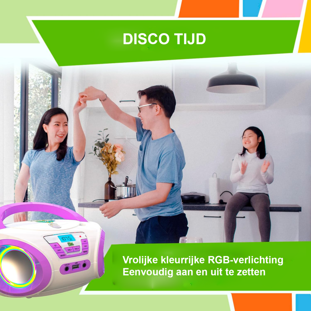 CD Speler voor Kinderen - FM Radio en Speakers - Inclusief Batterijen - 2024 Model Paars