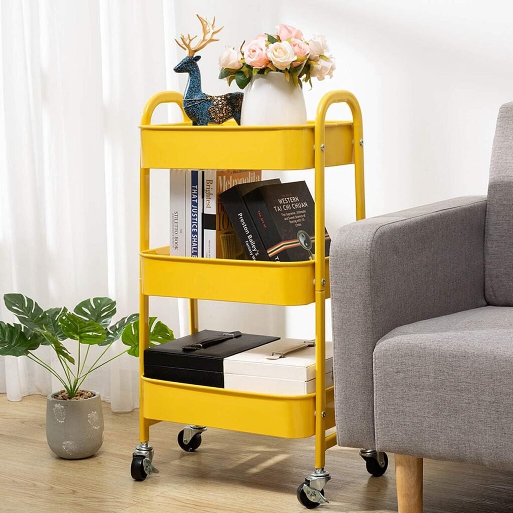 Opbergwagen marineblauw rolwagen organizer keuken badkamer kantoor mobiel met wielen ruime opbergruimte compacte opslag kar