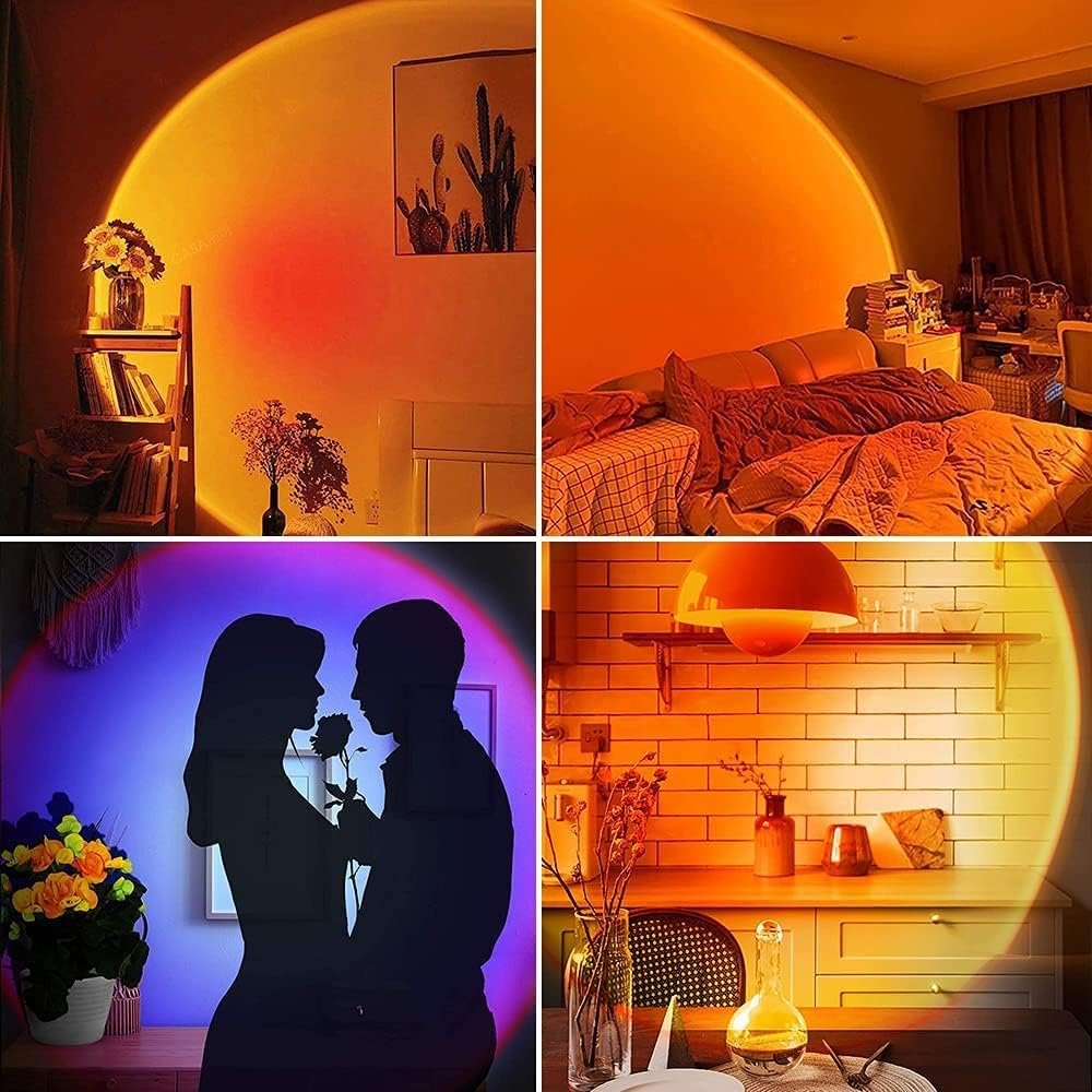 Zonsondergang projectorlamp USB oplaadbare LED sfeerlamp met natuurlijke kleurovergangen voor ontspanning en decoratie thuis