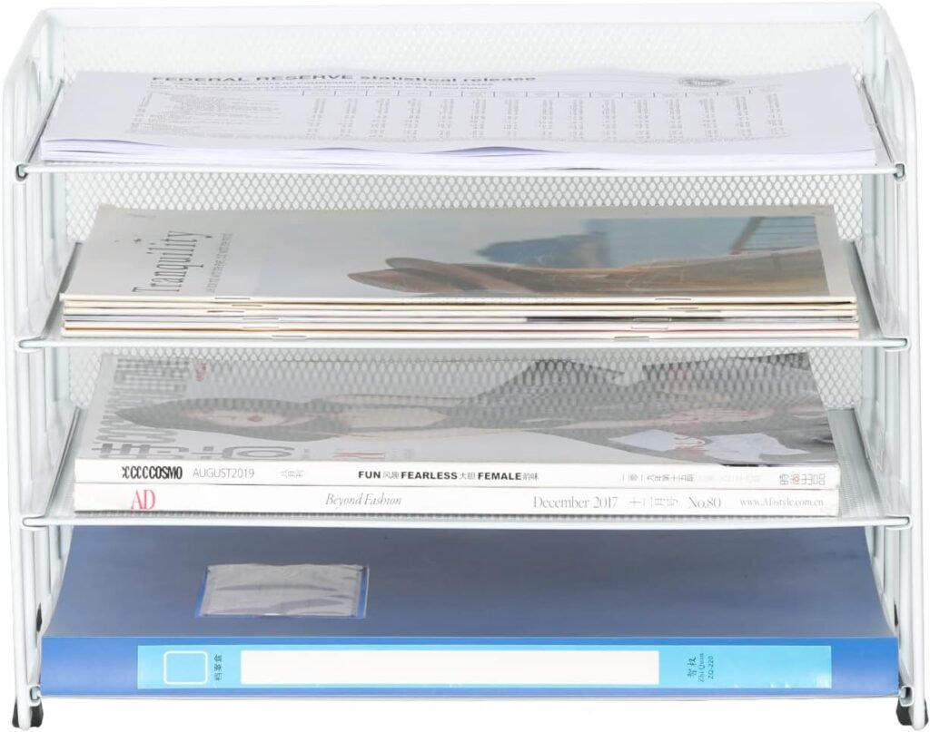 4-laags bureau organizer A4 mesh documentenhouder witte papierbak tijdschriften rek kantoor opbergsysteem bureau opslag rac
