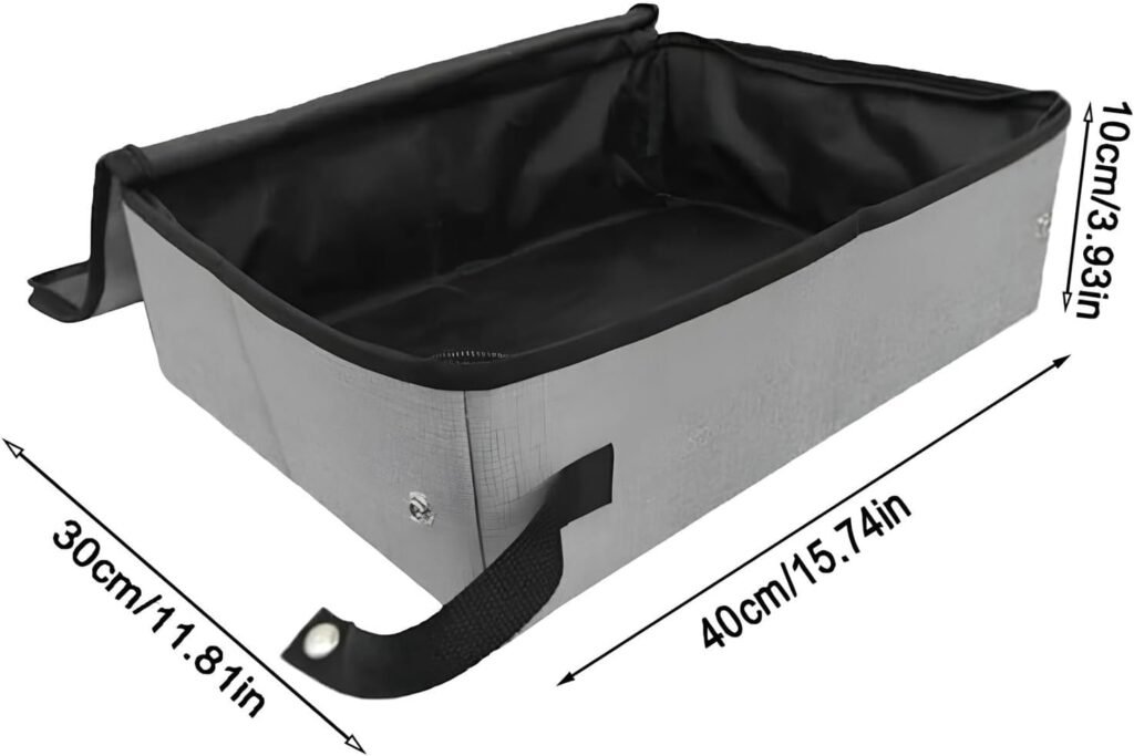 Opvouwbare waterdichte kattenbak met deksel van Oxford stof, draagbaar katten toilet voor reizen en thuis, grijs klein formaat