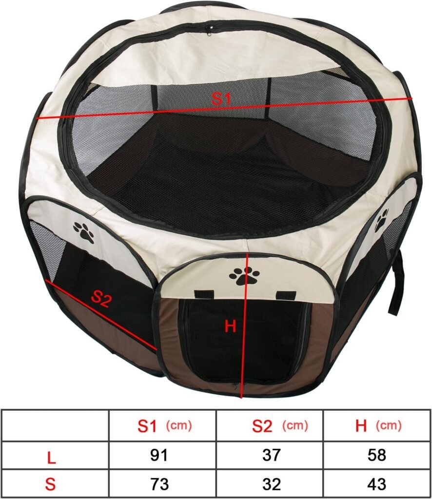 Opvouwbare puppy box draagbare kennel tent voor honden katten konijnen en cavia’s 36 x 36 x 23 inch bruin stoffen dierenren voor binnen en buiten gebruik
