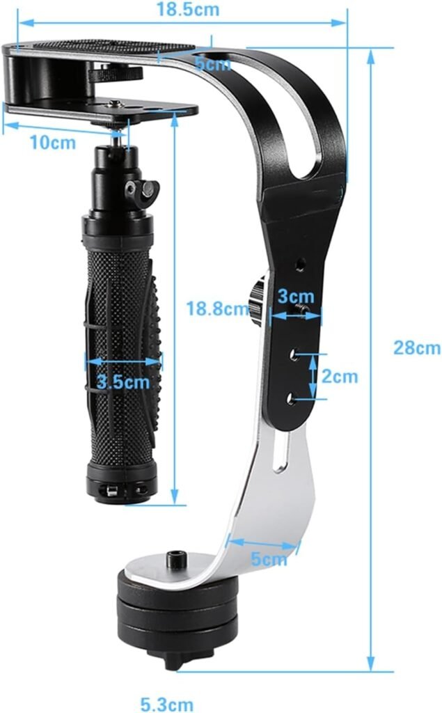 handheld video stabilizer camera houder telefoon dslr camcorder stabiele opnamen zwart tripod grip