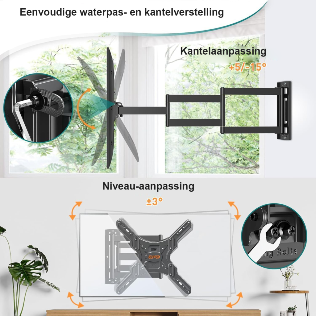 Long arm tv muurbeugel 26-65 inch uittrekbaar 950mm verstelbaar max VESA 400x400 tot 35kg