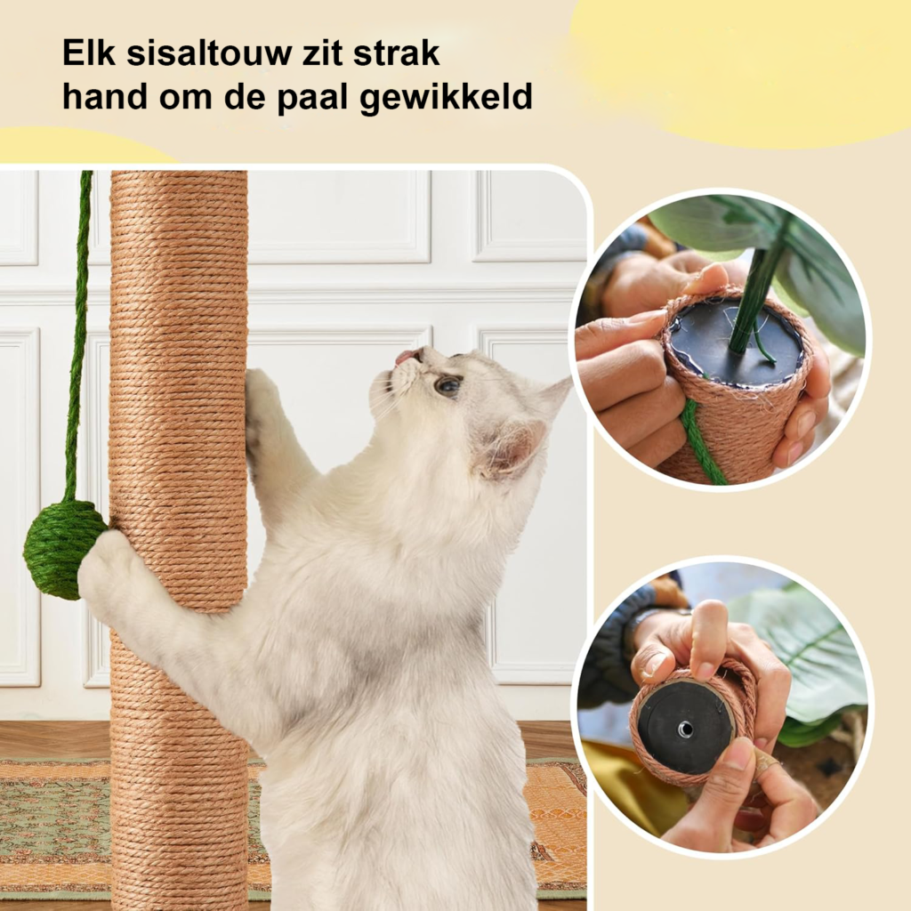 Katten krabpaal 83 cm palmvorm sisal touw krabpaal met hangende ballen voor binnenkatten kleine katten speelmeubel