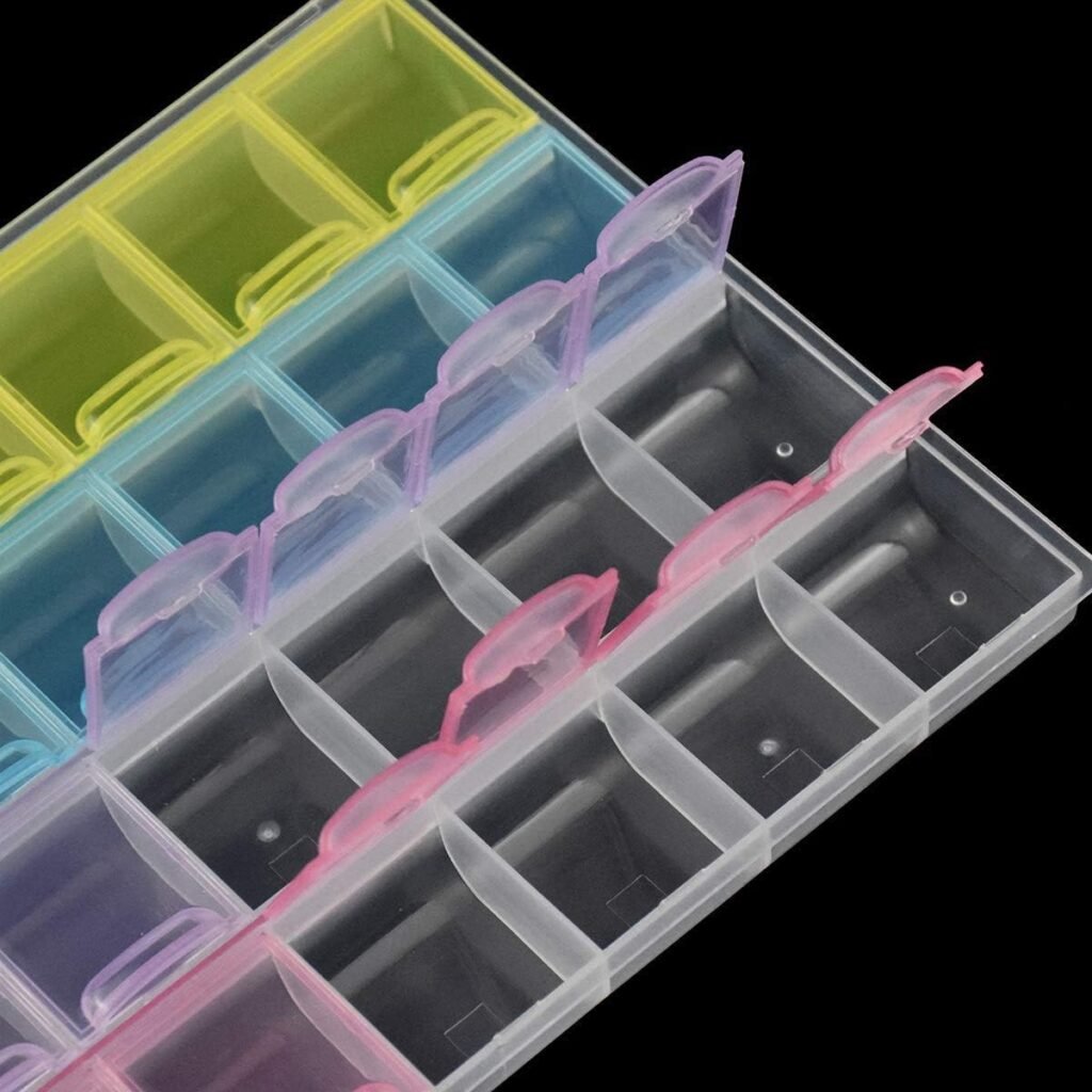 Opbergbox met 28 vakken kunststof organizer voor sieraden, kralen, naaigerei en elektronica, DIY diamond painting doos 21,5x16 cm kunststof opbergvakjes