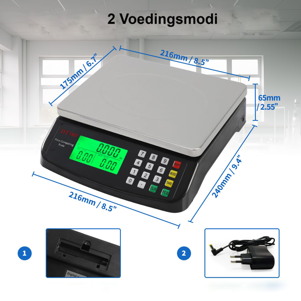 Digitale keukenweegschaal 40kg RVS voedselweegschaal met LCD display voor bakken koken en koffie met tarra en telfunctie kg lb oz