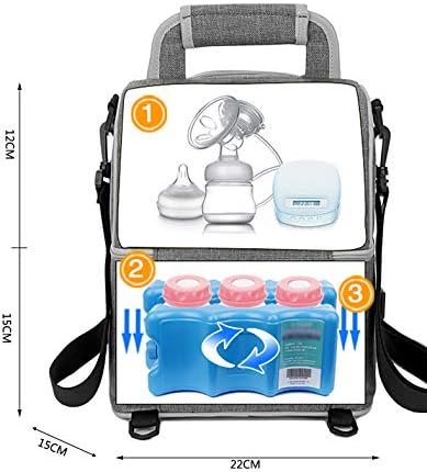 Borstmelk koeltas rugzak waterdicht en geïsoleerd voor baby melk en flesjes, draagbare thermische lunch tas met grote capaciteit, grijs ontwerp