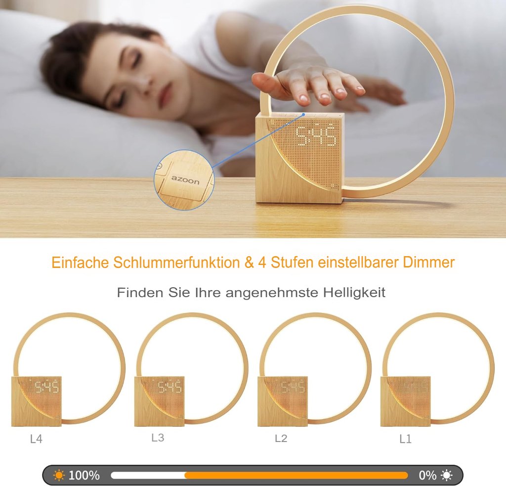 LED bedlamp alarmklok touchscreen dimbare wekverlichting USB oplaadpoorten 2 alarmen 10 geluiden slaapkamer nachtlamp energielabel F