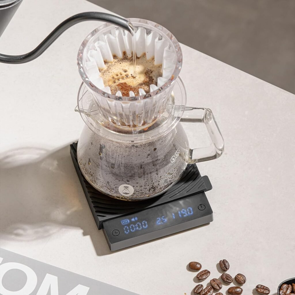Espresso weegschaal met timer en flow functie - digitale koffieweegschaal 2000g zwart