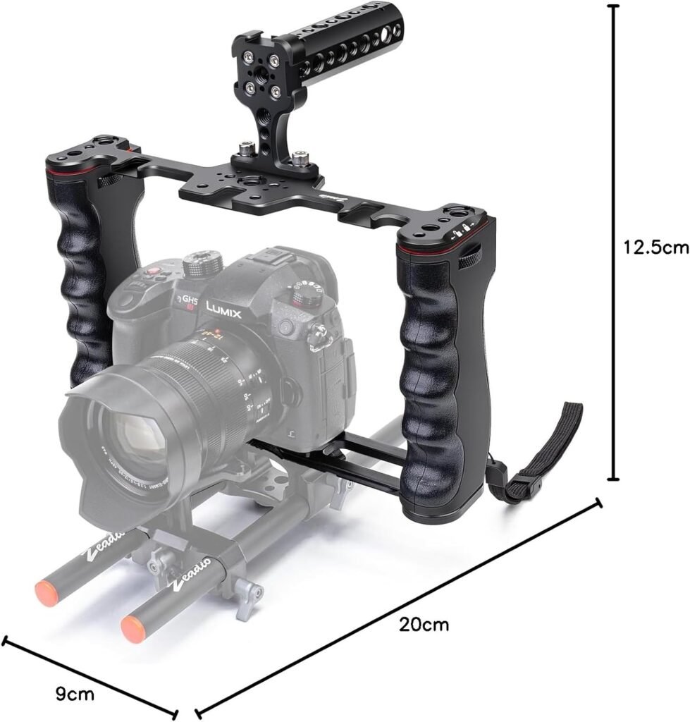 Camera video rig cage met top handle voor DSLR, actiecamera en camcorder – stabilisatie filmmaking kit voor professionele filmopnames