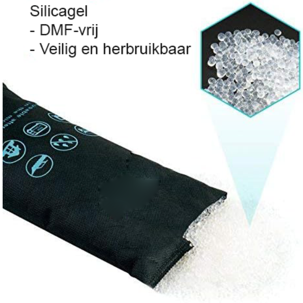 Silica Gel Vochtvreter voor Auto - Herbruikbare Vochtvanger tegen Condens en Schimmel - DMF-Vrij Droogmiddel - 2 x 1 KG Inclusief AntislipmatZeg vaarwel tegen beslagen autoruiten en vochtproblemen met de 2x1KG Silica Gel voor Auto. Deze innovatieve en herbruikbare vochtvanger is de perfecte oplossing voor iedereen die zijn voertuig wil beschermen tegen condensatie, schimmel en vochtbeschadiging. Met een krachtig absorptievermogen van maar liefst 400 ml water per zak van 1 kg, houdt deze de lucht in uw auto droog, zelfs op de koudste ochtenden. Het gebruik van hoogwaardige, DMF-vrije silica gel maakt deze niet alleen veilig voor uw interieur, maar ook milieuvriendelijk. Plaats eenvoudig de op uw dashboard en laat het zijn werk doen. Of u nu onderweg bent of uw auto winterklaar maakt, deze biedt betrouwbare bescherming.  Voordelen  Vermindert beslagen autoruiten. Herbruikbaar en kosteneffectief. Veilig en DMF-vrij. Hoog absorptievermogen van 400 ml per zak. Geen risico op lekkages of schade aan interieur. Ideaal voor winteropslag van voertuigen. Geschikt voor diverse toepassingen buiten voertuigen. Effectieve Vochtabsorptie  De 2x1KG Silica Gel is ontworpen om een uitstekende vochtabsorptie te bieden, wat cruciaal is voor het behoud van een droge en schimmelvrije omgeving in uw voertuig. Met een capaciteit van 400 ml water per 1 kg zak kan deze effectief vocht uit de lucht verwijderen, waardoor de kans op condensatie en schimmelvorming aanzienlijk vermindert. Dit is vooral belangrijk tijdens koude maanden wanneer het verschil tussen de binnen- en buitentemperatuur tot beslaan van de ramen kan leiden. Door gebruik te maken van hoogwaardige silica gel, biedt de een langdurige oplossing voor vochtproblemen. U kunt erop vertrouwen dat uw auto, caravan of andere opslagruimtes beschermd zijn tegen schadelijke effecten van vocht.  Herbruikbaarheid en Duurzaamheid  Een van de grootste voordelen van de Apalus is dat hij herbruikbaar is. Na enkele maanden gebruik kunt u de eenvoudig in de magnetron plaatsen gedurende 10 minuten op 700 watt, waardoor de opgenomen vochtigheid wordt verdampt. Dit bespaart niet alleen kosten, maar is ook beter voor het milieu, omdat u geen nieuwe zakken hoeft te kopen. Als alternatief kunt u de zak ook in de oven op 60 °C plaatsen voor 2-3 uur of simpelweg op een warme plek leggen. Hierdoor blijft uw langdurig effectief en kunt u hem steeds opnieuw gebruiken, wat bijdraagt aan een duurzame levensstijl.  Veilig en Gebruiksvriendelijk  De Apalus is vervaardigd uit DMF-vrije silica gel, wat betekent dat hij vrij is van schadelijke chemicaliën. Dit zorgt ervoor dat hij veilig kan worden gebruikt in uw auto zonder het risico op beschadiging van het interieur of elektronische componenten. Het gebruik van een vaste gel voorkomt dat er vloeistof lekt, wat vaak een probleem is bij traditionele vloeibare vochtvangers. Dit maakt het veilig om de te plaatsen, zonder dat u zich zorgen hoeft te maken over gemorste vloeistoffen die uw autostoelen kunnen beschadigen. De compacte en praktische vormgeving zorgt ervoor dat hij eenvoudig op uw dashboard of andere plaatsen in de auto kan worden geplaatst.  Ideaal voor Winteropslag  Deze is niet alleen nuttig voor dagelijks gebruik in voertuigen, maar ook perfect voor winteropslag van caravans, campers en andere voertuigen. Tijdens de wintermaanden kan vocht zich ophopen in de binnenruimtes van voertuigen, wat leidt tot roest en schimmel. Door de Apalus in uw voertuig te plaatsen tijdens de opslag, voorkomt u deze problemen en zorgt u ervoor dat alles in uitstekende staat blijft voor de volgende campingtrip. Dit is ook van toepassing op andere waardevolle items zoals tuinmeubelen en gereedschappen die ook beschermd moeten worden tegen vocht.  Inhoud verpakking  2 x 1KG Silica Gel 1 x Antislipmat Productspecificaties  Type: Silica Gel voor Auto Inhoud: 2 x 1 KG Absorptievermogen: Tot 400 ml water per zak Herbruikbaar: Ja (magnetron of oven) Veilig: DMF-vrij Geschikt voor: Auto, caravan, motor, tuinmeubelen, gereedschappen Bescherm uw voertuig en waardevolle spullen vandaag nog tegen vocht met de 2x1KG Silica Gel en ervaar het verschil!