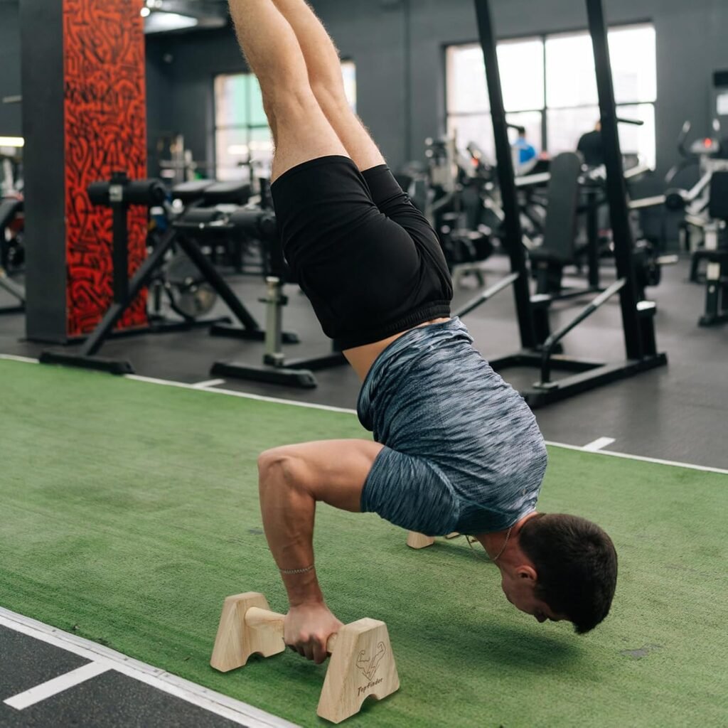 Houten parallettes push up grips voor calisthenics en handstand training, houten opdruksteunen voor fitness thuis en sportschool training