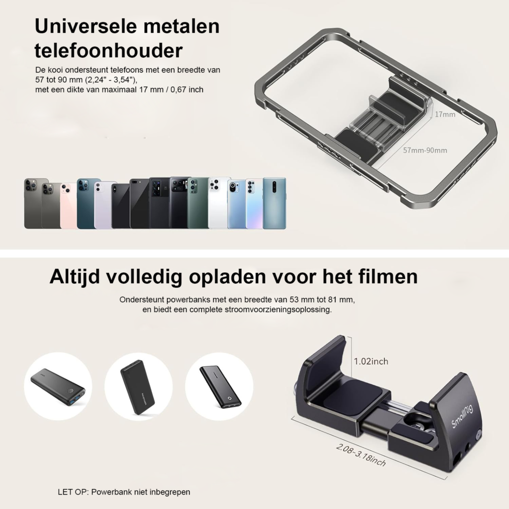 Smartphone video rig kit stabilisator met tripod microfoon LED licht en handgreep voor vloggen en livestreaming