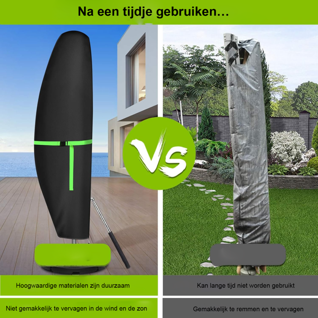 Parasolhoes met stok voor parasol 2 tot 4 meter weerbestendig UV winddicht sneeuwbestendig 420D Oxford beschermhoes buitengebruik