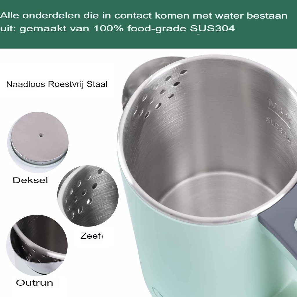 Reiswaterkoker compact - Mini waterkoker voor kamperen en gebruik onderweg - Draagbare waterkoker met handvat - Reisformaat