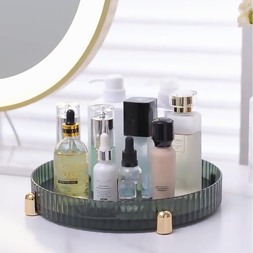 360° draaibare make-up organizer voor cosmetica en parfum, transparante kaptafel en badkamer opberger tray
