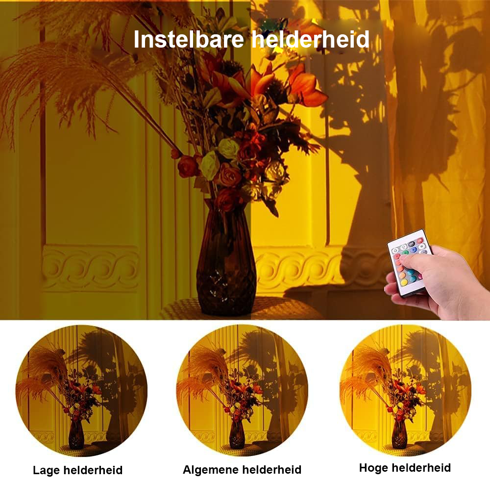 Zonsondergang projectorlamp USB oplaadbare LED sfeerlamp met natuurlijke kleurovergangen voor ontspanning en decoratie thuis