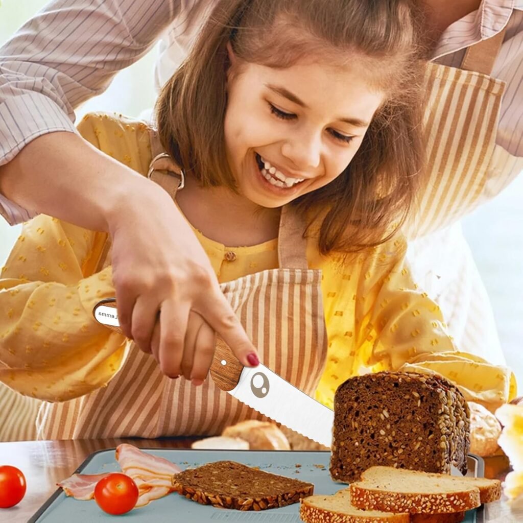 Kindermessenset 4-delig voor kinderen met veilig koksmes afgeronde punt, vingerbescherming en bakset voor koken en keukenactiviteiten