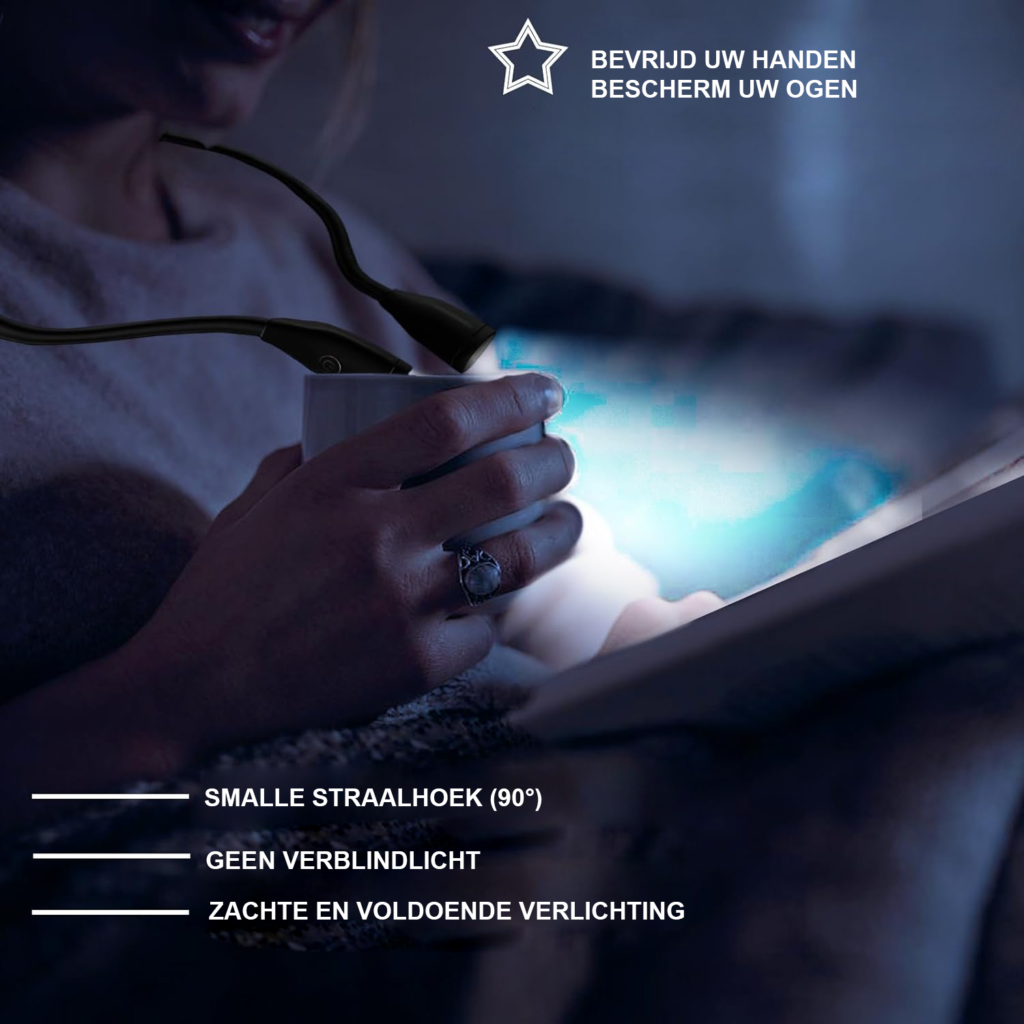 Oplaadbare boekenlamp USB - verstelbaar leeslampje met flexibele arm en instelbare helderheid - draagbare LED leeslamp