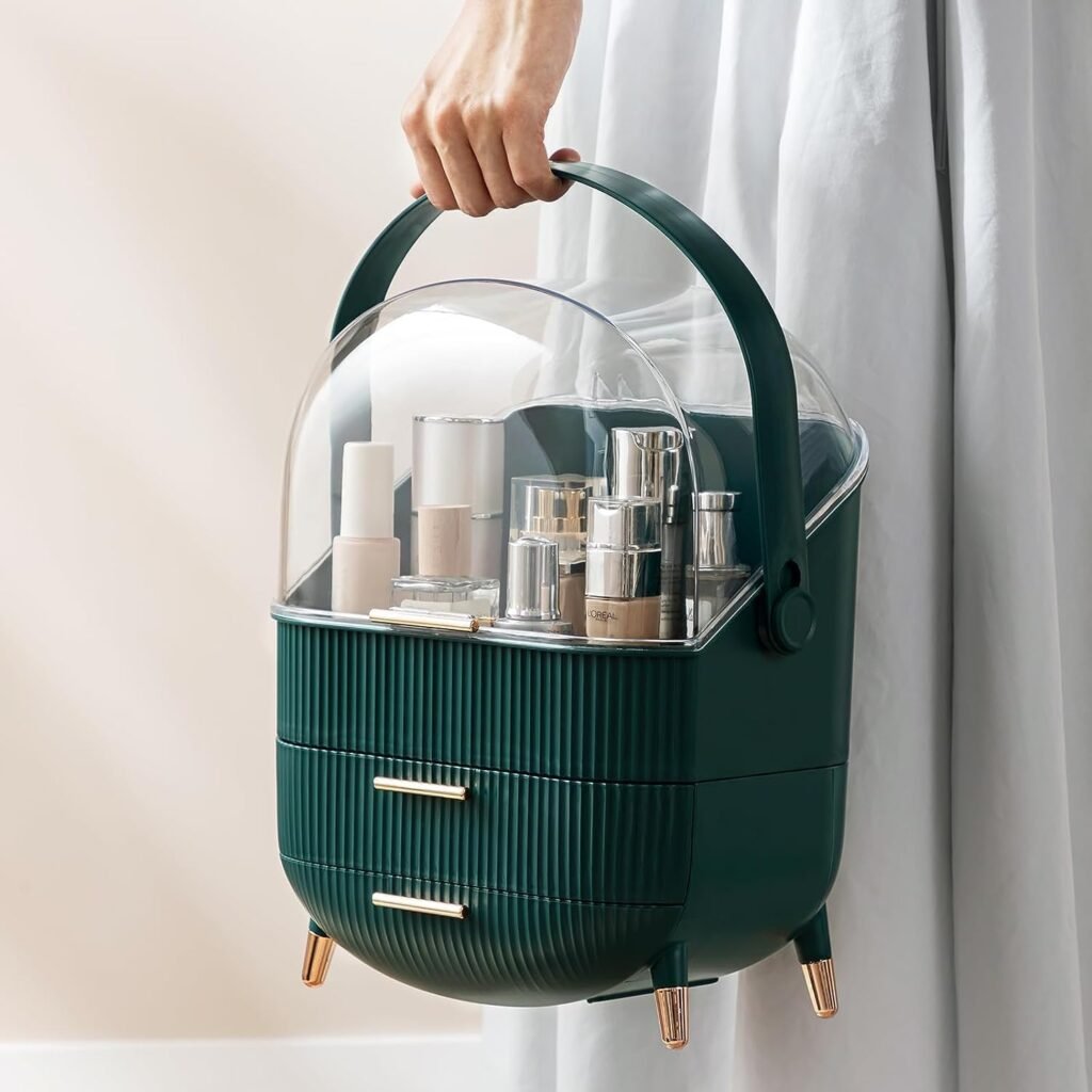 Make-up organizer 3 lagen met laden cosmetica opbergdoos voor badkamer kaptafel en slaapkamer transparant groen grote capaciteit
