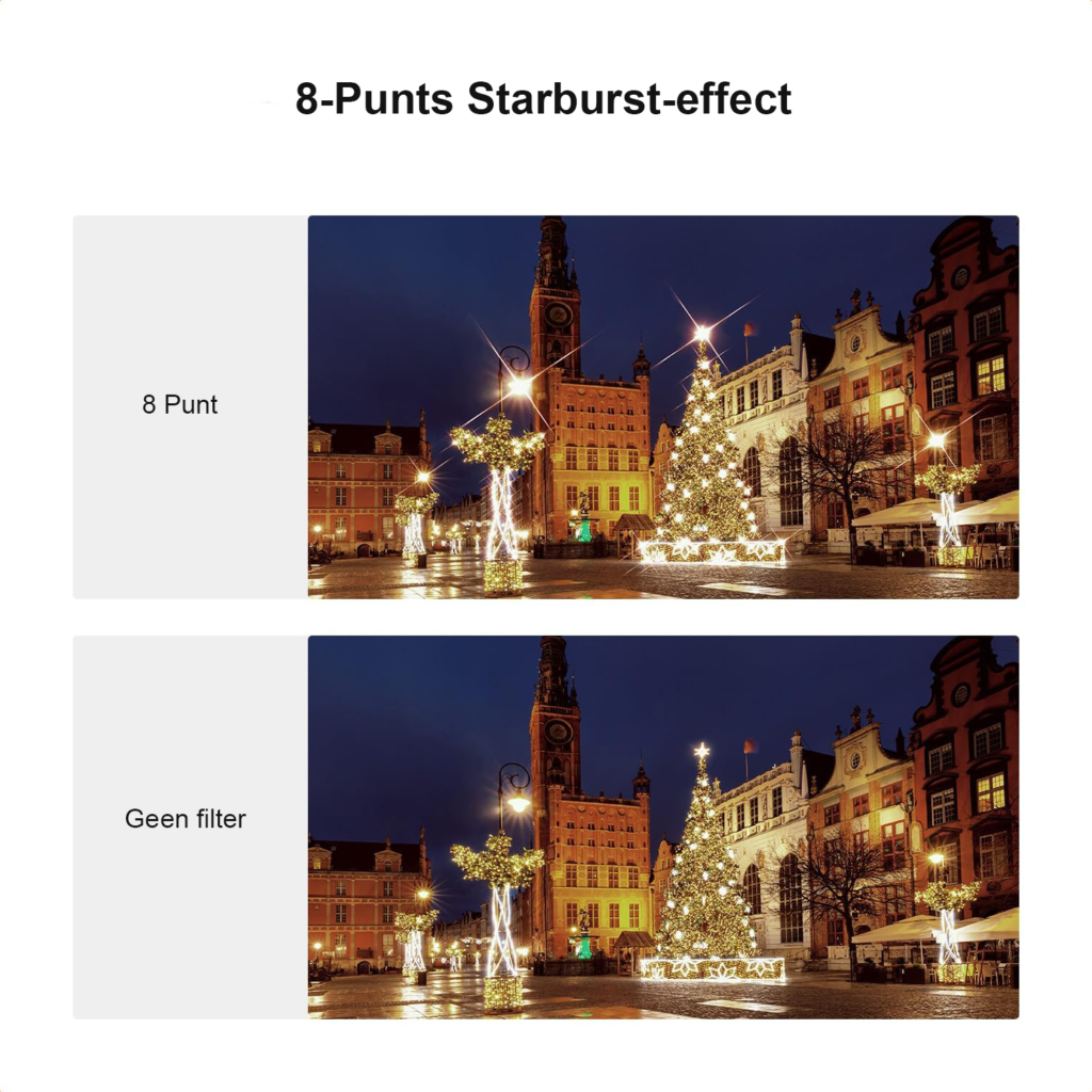 Sterfilter set camera lens - 4- en 8-punts ster en kruiseffect filters - optisch glas lensfilters - 2mm
