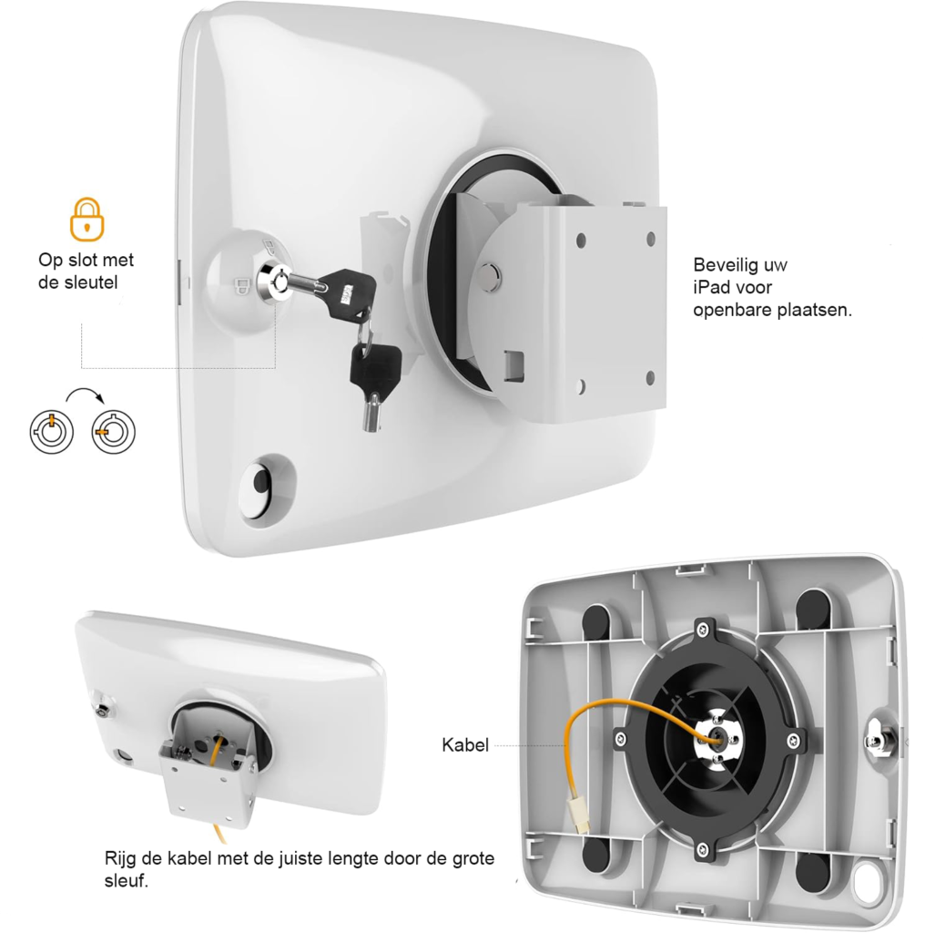 anti diefstal iPad muurbeugel beveiligde tablet houder 10.2 inch wandmontage kantoor smart home bibliotheek ziekenhuis winkel wit