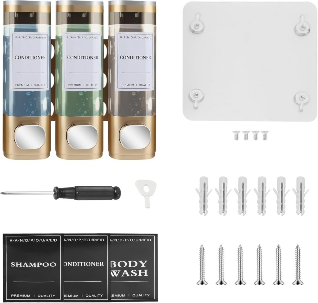 Zeepdispenser Wandmontage Zwart - Handzeep en Douchegel Dispenser - Navulbare Badkamer Zeepdispenser - Geschikt voor Thuis en Hotel