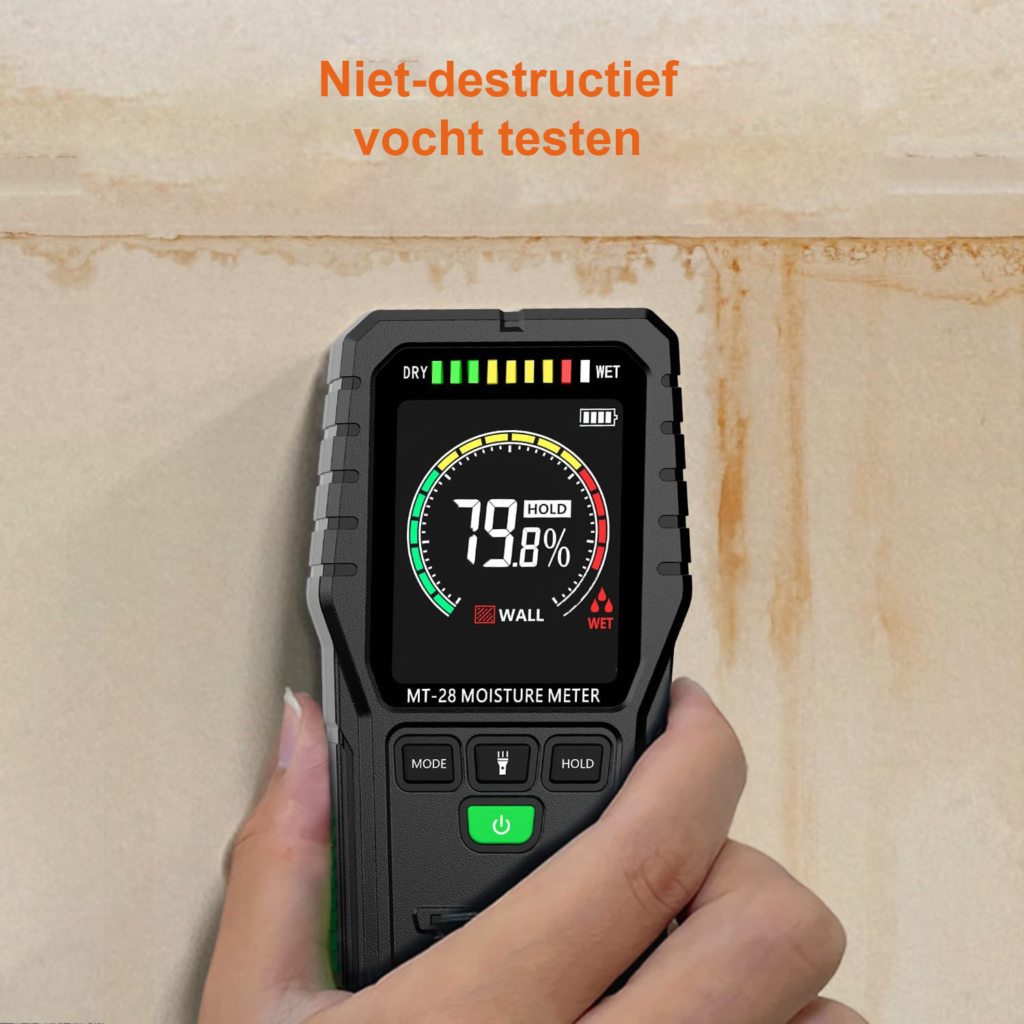 Vochtmeter zonder pin voor hout, muren, beton en metselwerk – niet-invasieve vochtmeter voor haardhout en nauwkeurige metingen