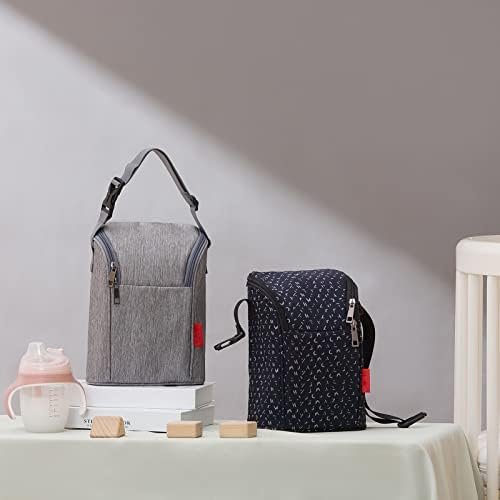 Thermische babyfles tas donkerblauw - isolerende fleshouder voor moedermelk en babyfles - waterdichte opbergtas voor onderweg