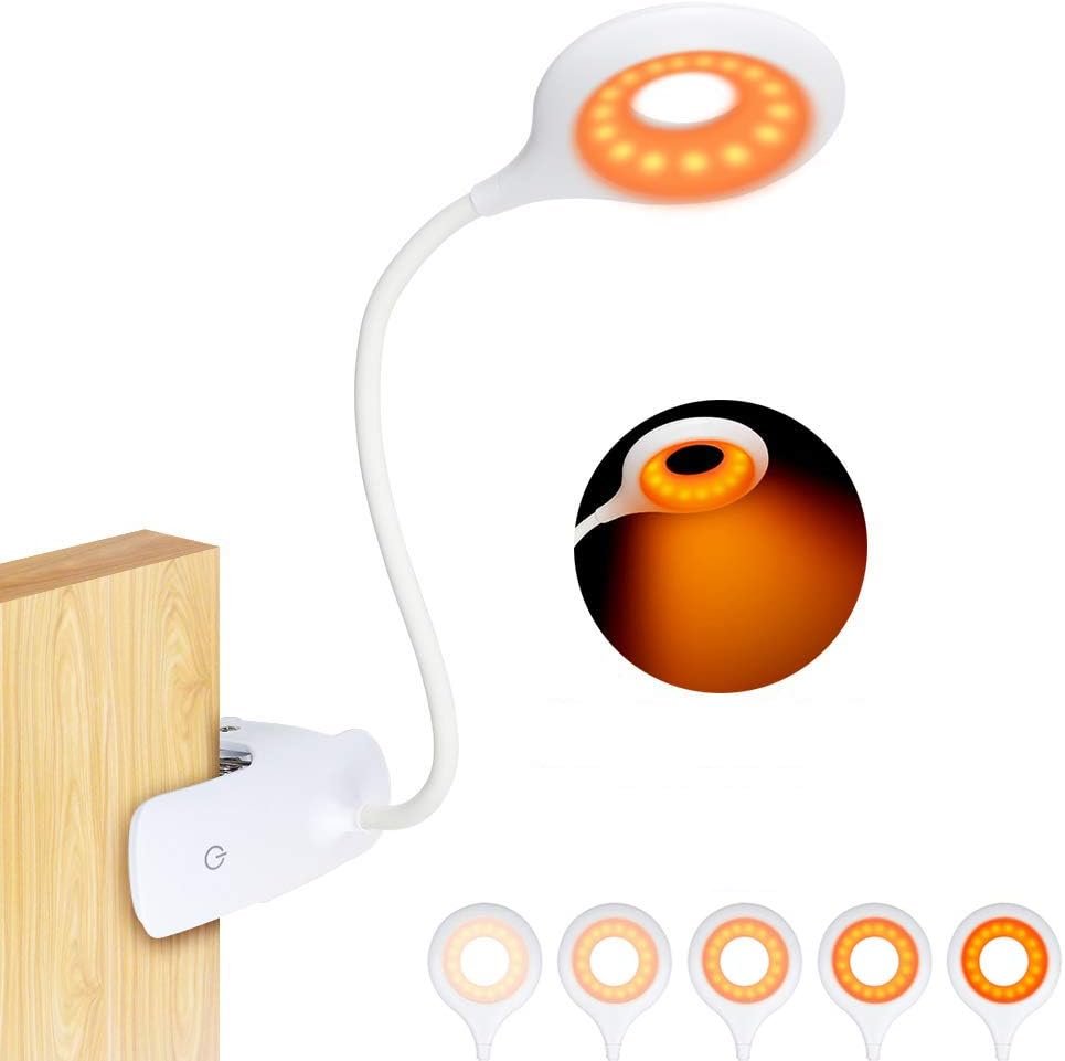 leeslamp met klem 16 leds blauwlichtfilter dimbaar usb oplaadbaar flexibele gooseneck 360 graden verstelbaar slaap en werklamp