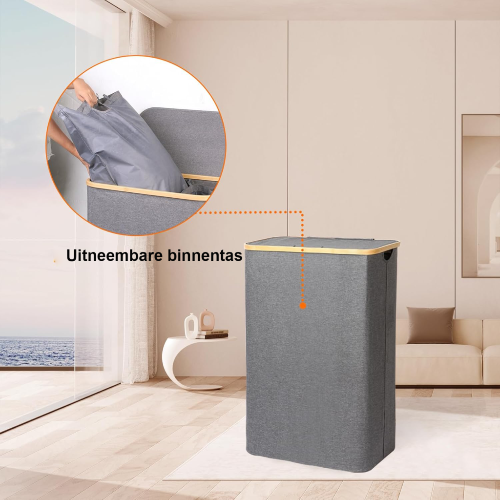 Opvouwbare 160L wasmand met deksel voor vuile kleding grote wasbox voor badkamer en slaapkamer voor kledingopslag