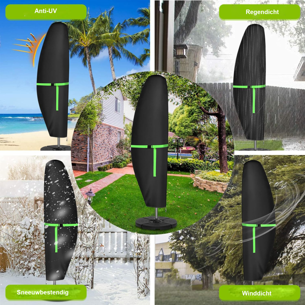 Parasolhoes met stok voor parasol 2 tot 4 meter weerbestendig UV winddicht sneeuwbestendig 420D Oxford beschermhoes buitengebruik