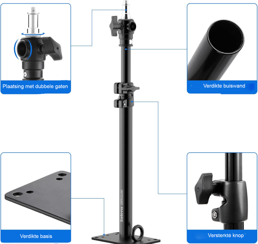 Verstelbare wandmontage arm set 55 cm voor foto- en videostudio met universele adapter voor softbox, reflector, paraplu en flitslicht, 2 stuks.