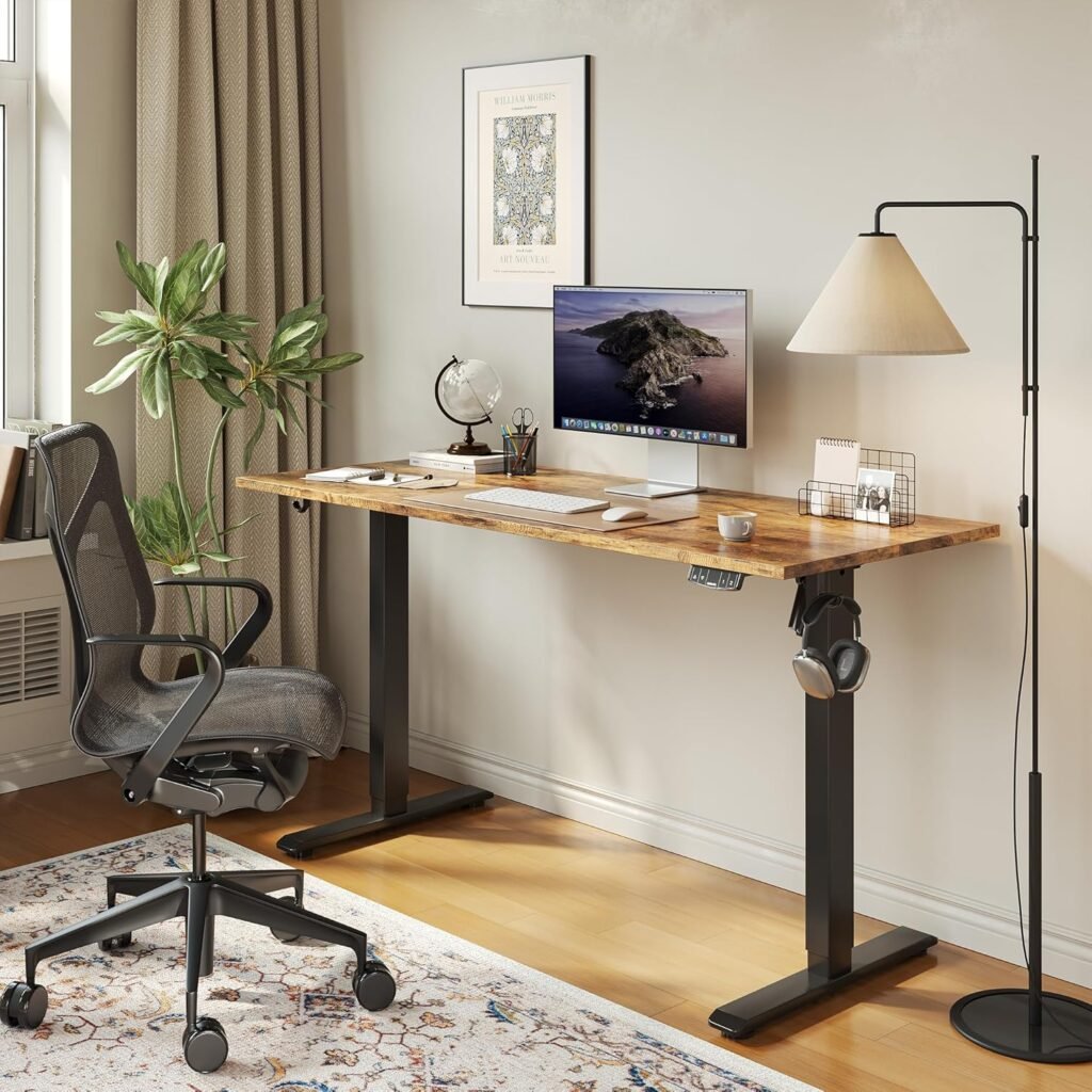 hoogte verstelbaar bureau 100x60 cm elektrisch zit sta bureau met geheugenfunctie computer tafel voor kantoor en thuisgebruik bruin
