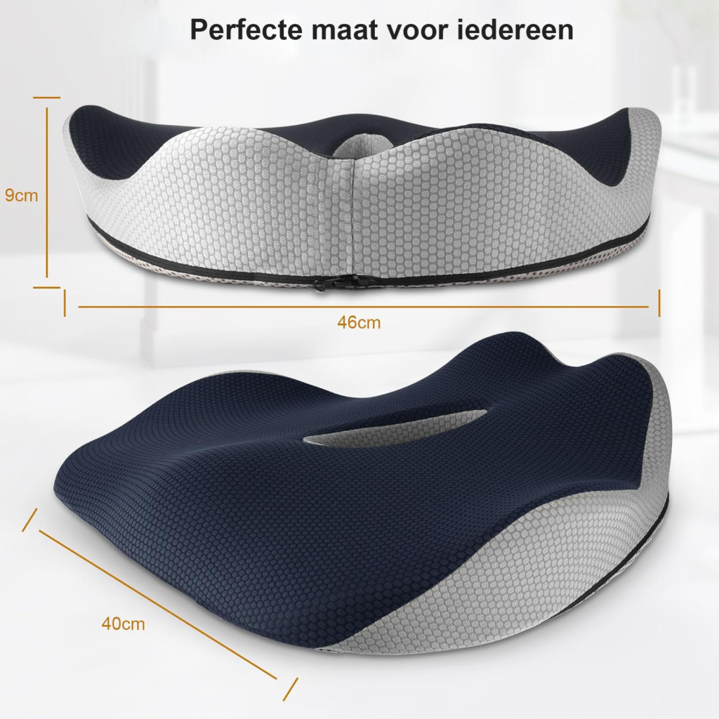 orthopedisch zitkussen coccyx verlichting ergonomisch kussen voor auto bank en kantoorstoel donkerblauw zitcomfort en drukverlichting