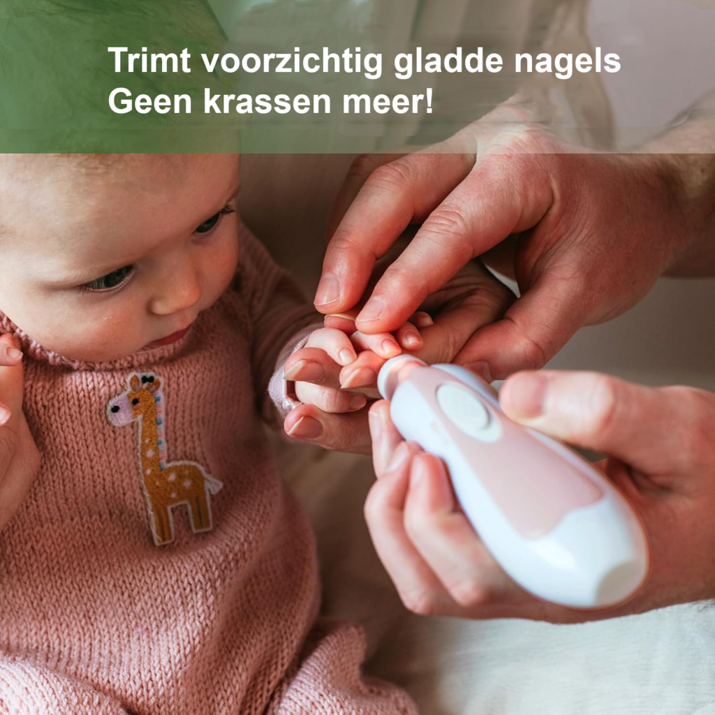Elektrische baby nagelknipper set met LED licht roze met 6 schuurkoppen en vervangende vijlkoppen voor baby peuter en volwassenen nagelverzorging
