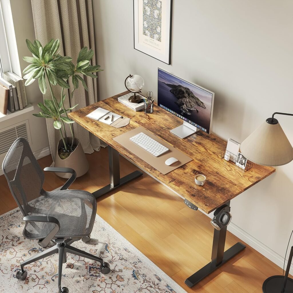 hoogte verstelbaar bureau 100x60 cm elektrisch zit sta bureau met geheugenfunctie computer tafel voor kantoor en thuisgebruik bruin