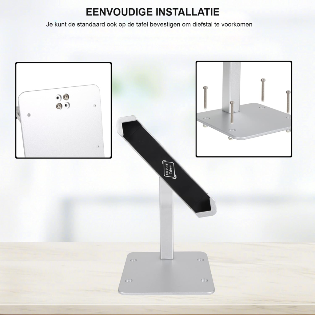 beveiligde tablet standaard met vergrendeling anti diefstal kiosk houder metalen tablet houder iPad Pro Air Surface Galaxy Tab winkel kantoor horeca gebruik