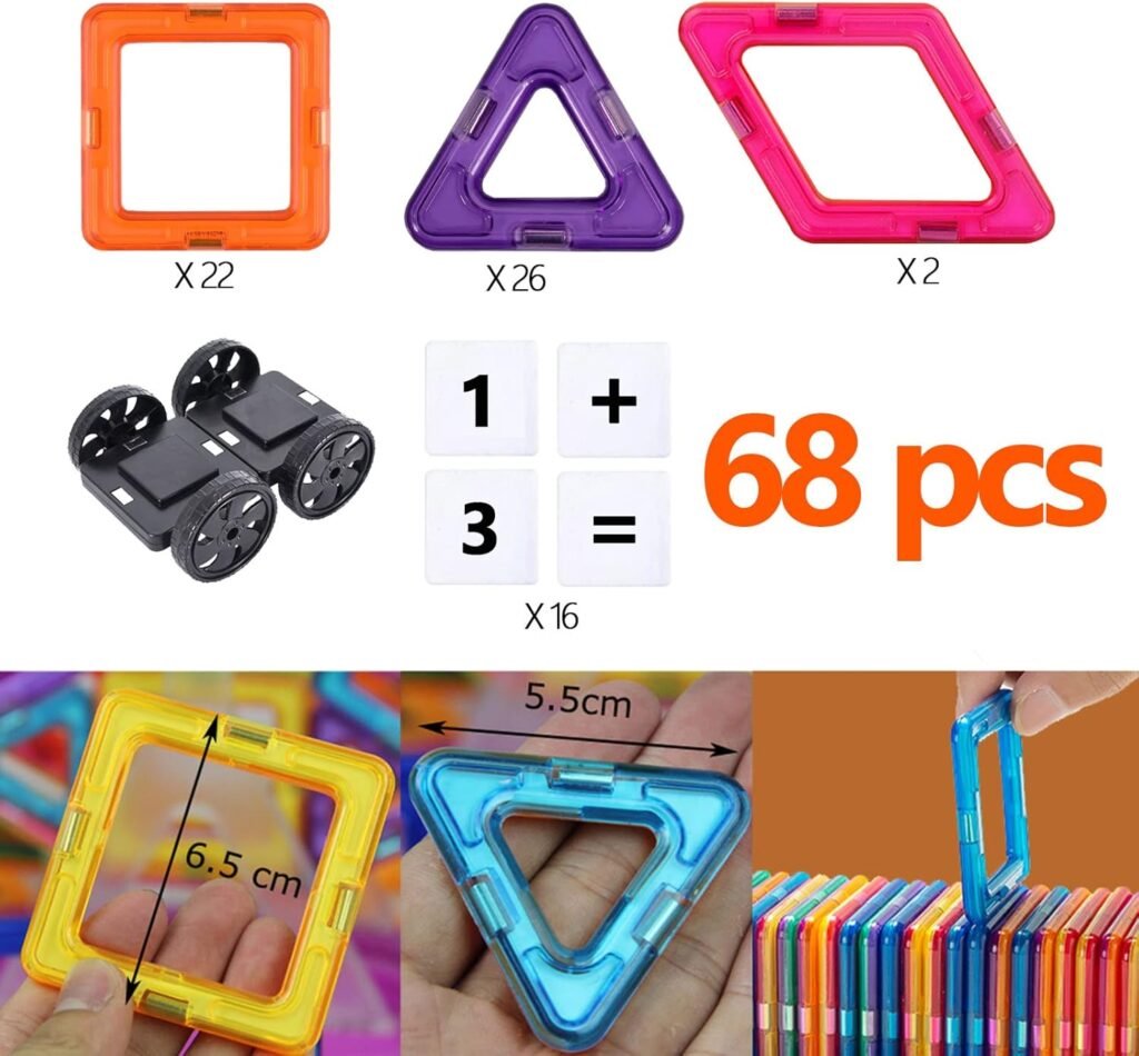 magnetisch speelgoed bouwset 68 stuks magnetische bouwblokken kinderen educatief montessori STEM 3D constructie kleurrijke magneten speelgoed cadeau jongens meisjes