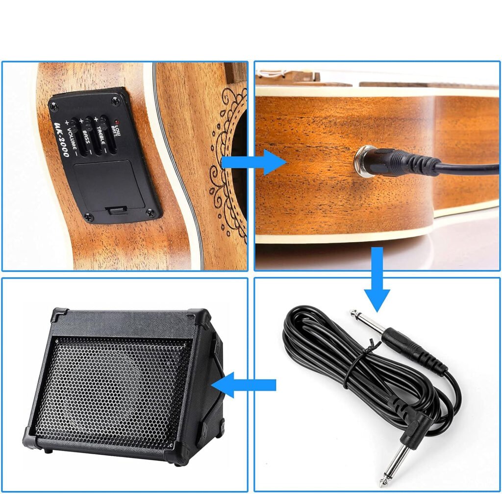 Elektrische tenor ukulele 26 inch massief mahonie hout met 2-bands EQ inclusief draagtas en beginnerskit