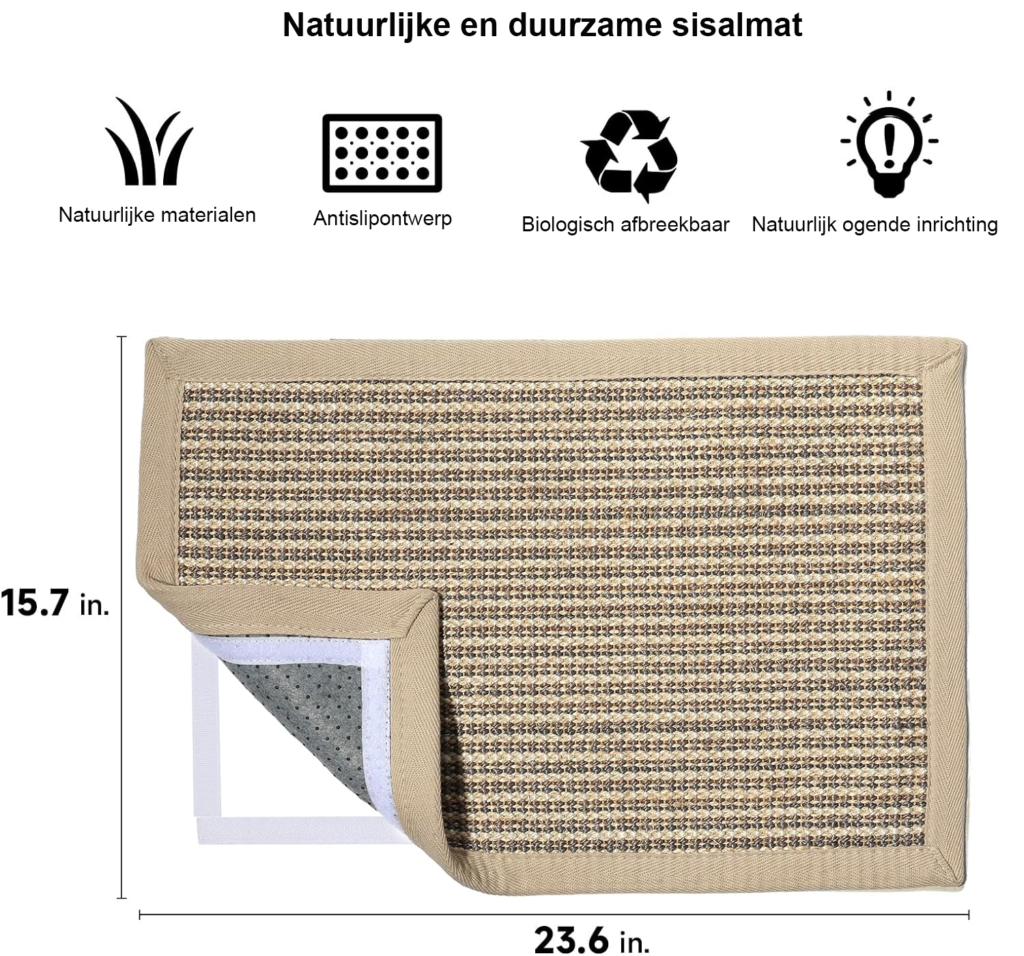 Krabton voor katten met sisal kraboppervlak en houten frame - speel- en rustmeubel - 40x60 cm compact kattenmeubel