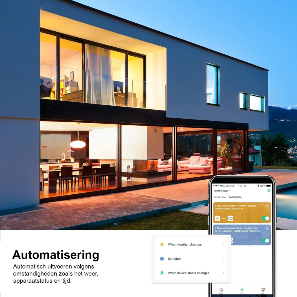 Slimme LED strip 10 meter RGB wifi app bediening 300 LEDs zelfklevend compatibel met Alexa en Google Home