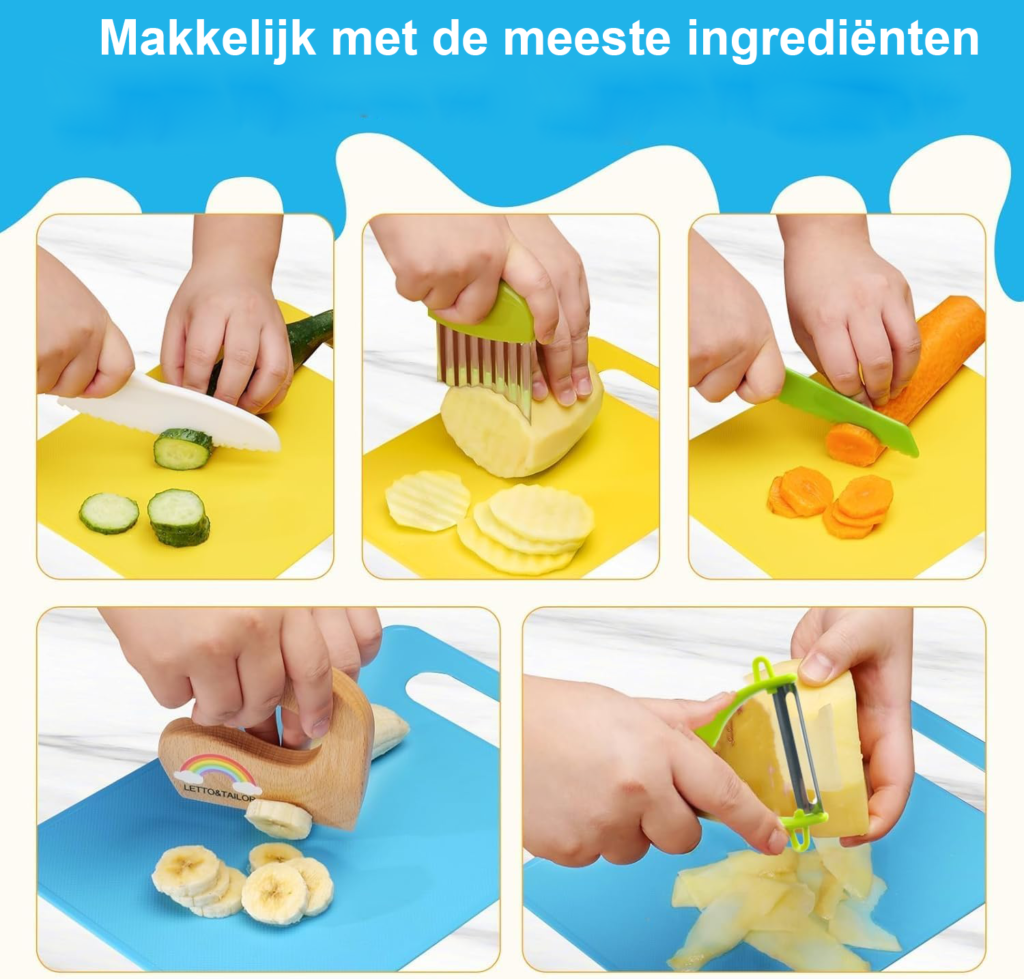 28-delige kindermessenset veiligheidsmessen voor keuken met plastic mes vouwmes tomatenmes en Y-schilmes set voor kinderen