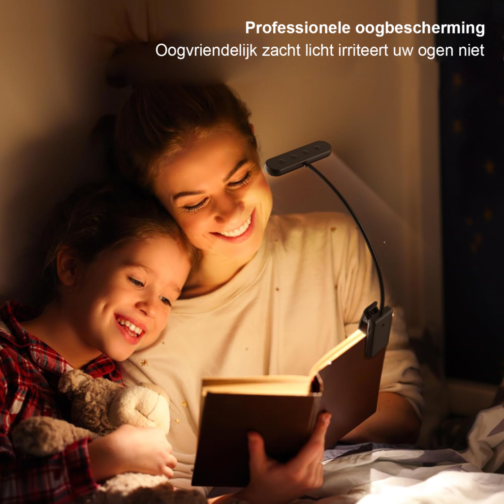 Leeslamp boek clip USB-C oplaadbaar klem lamp flexibele zwanenhals 3 kleurtemperaturen 10 helderheidsstanden oogvriendelijk leeslicht kinderen volwassenen