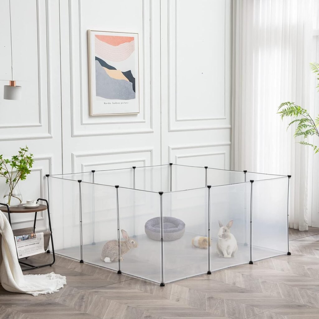 Opvouwbare huisdierenren - Kunststof speelhok voor kleine dieren - 12 panelen dierenren binnen en buiten - 203x101x71 cm, hamster konijn puppy cavia enclosure