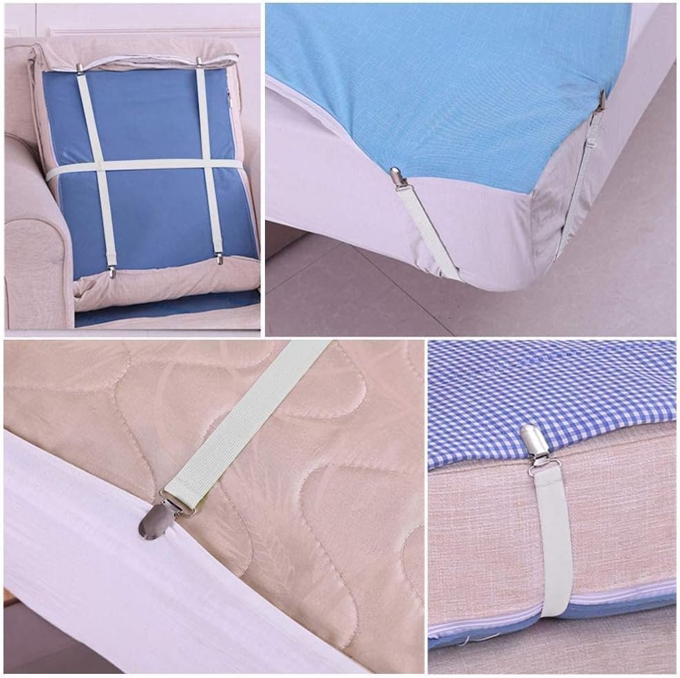 Verstelbare hoeslaken spanners set 8 stuks met metalen clips voor matras hoeslaken en bank antislip elastische bed sheet tensioners