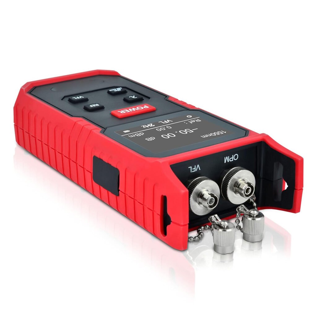 Optische vermogensmeter glasvezel 800–1700nm met VFL en universele SC/FC/LC connector voor precisie dBm metingen