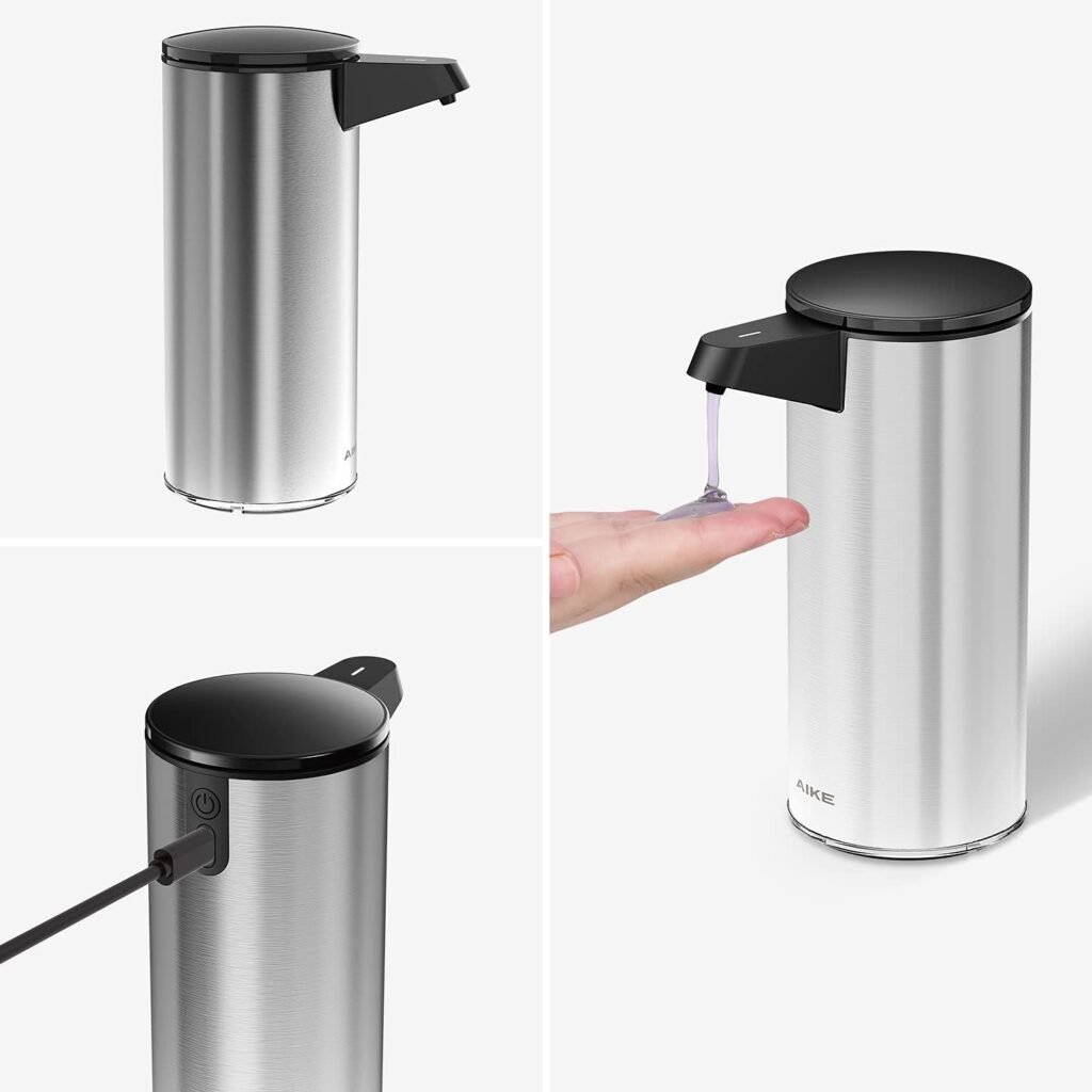 Automatische 280ml zeepdispenser USB oplaadbaar, RVS touchless sensor handzeepdispenser voor badkamer en keuken.