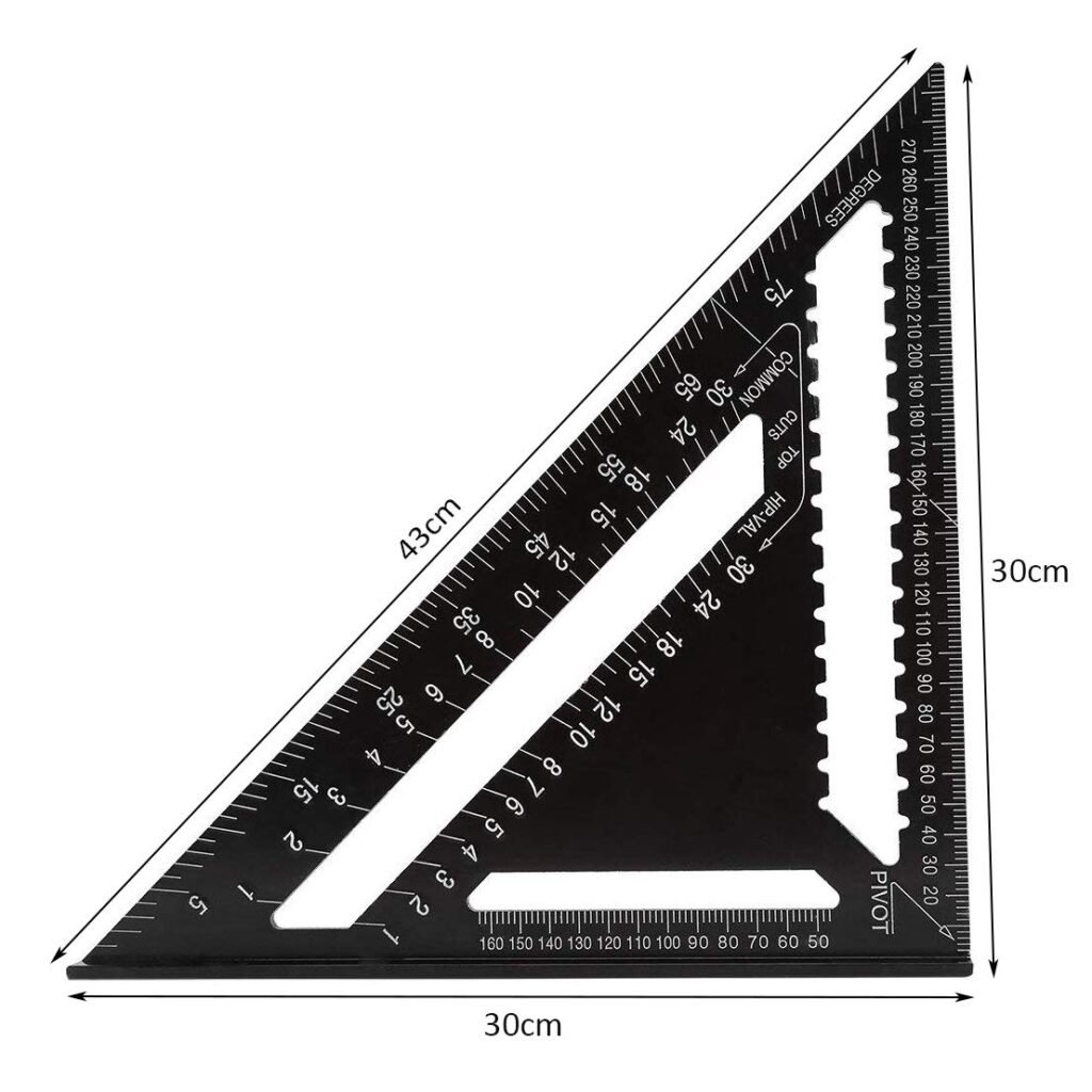 Meetgereedschap set 12 inch aluminium - Winkelhaak tekenhoek houtbewerking - Protractor timmerlieden - Metrisch systeem